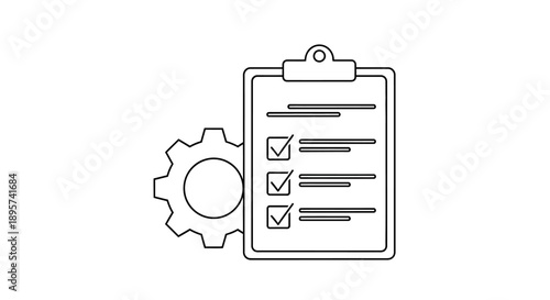 Checklist with Gear Icon: Project Management Concept