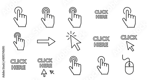 Clicking Hand Cursor Icons Set