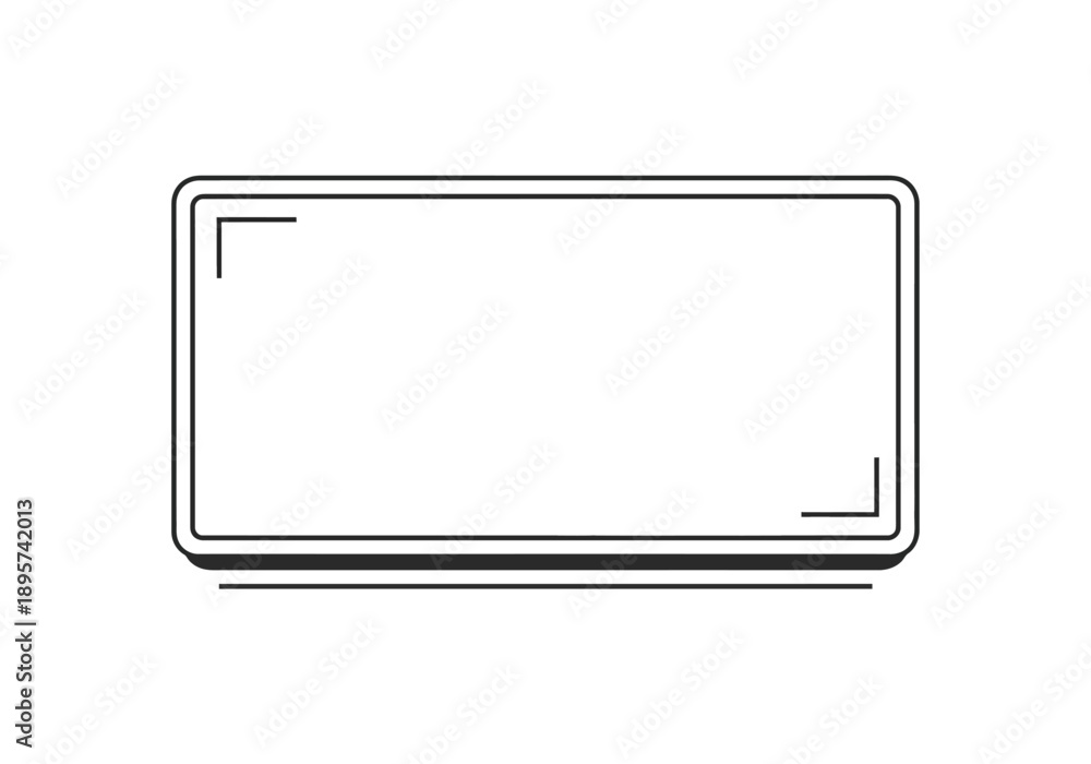 Fototapeta premium Simple rectangular frame with corner marks on a plain white background