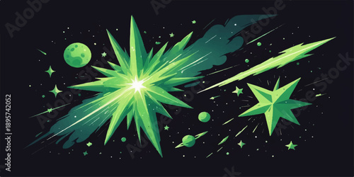 Vector illustration of a bright holiday celebration featuring an abstract night sky background with colorful star patterns and exploding fireworks for a New Year festival design