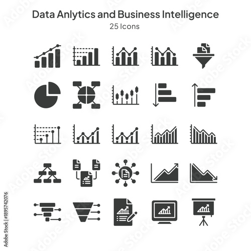 data analytics and business intelligence icons collection