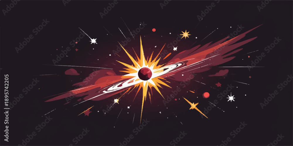Fototapeta premium A vibrant vector illustration of glowing fireworks exploding like bright stars in the dark night sky for a festive New Year celebration holiday design