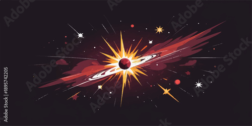 A vibrant vector illustration of glowing fireworks exploding like bright stars in the dark night sky for a festive New Year celebration holiday design