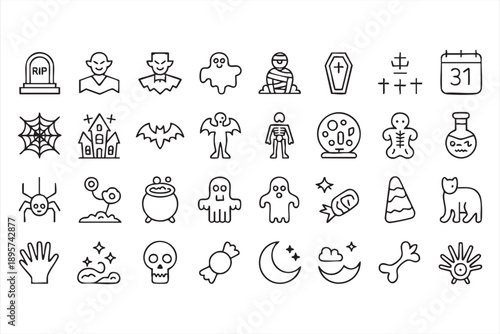 Spooky Halloween vector icons for parties and decorations