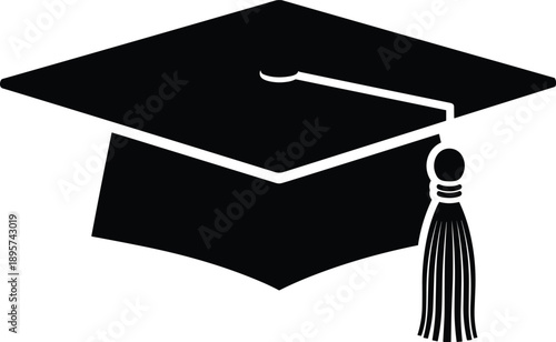 Graduation cap silhouette icon representing academic achievement, education milestone, success, learning, ceremony, student accomplishment, scholarly honor