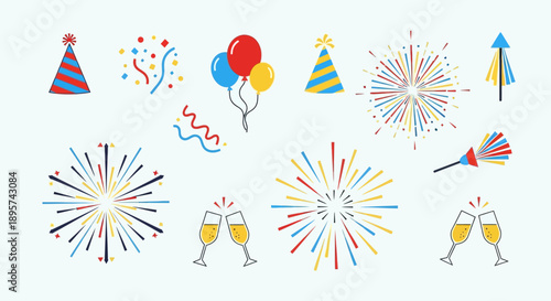 Celebration Party Icons Set. Vector Illustration