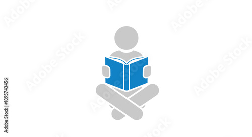 Person reading book icon, education and knowledge concept, simple flat design