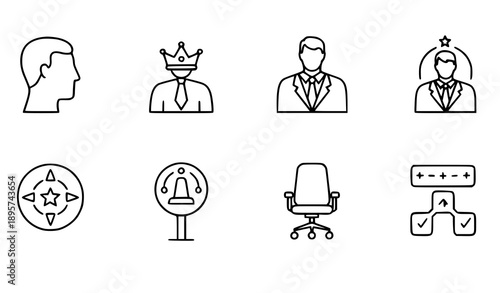 CEO business authority outline icon set corporate boss vector