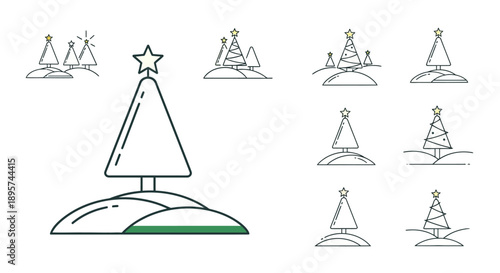 Minimalist Christmas Tree Icons Set