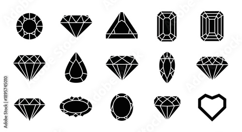 Diamond shapes collection, gem cut icons