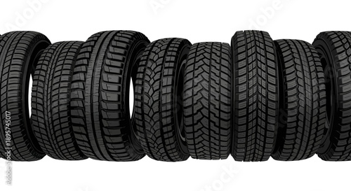 New Car Tires Set Isolated on White Background