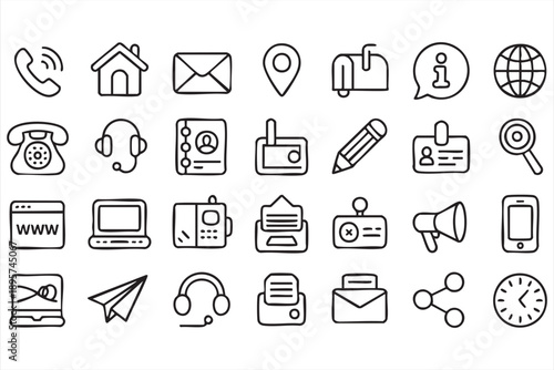 Communication and support UI line icons for digital products