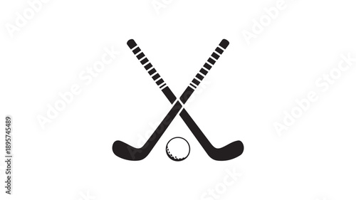 Minimalist Illustration of Two Crossed Field Hockey Sticks and a Ball, Representing Sport and Competition