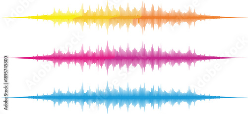 Vibrant sound waves in a colorful gradient pattern displayed horizontally across a clean and simple visual representation