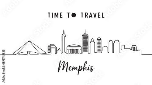 Minimalist line art illustration of an urban skyline, ideal for travel and architectural marketing. This vector graphic captures city essence with simple, modern design