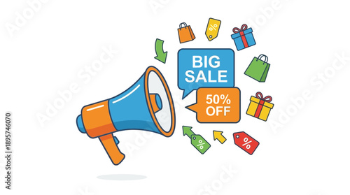 Big Sale Announcement, Promotion, Online Store, Illustration, Shopping, Digital