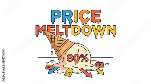 Melting Ice Cream Price Meltdown Sale Event, Graphic Design, Fun Environment