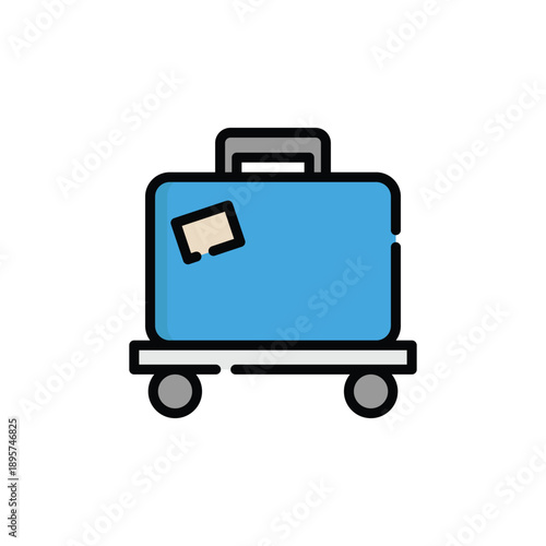 simple shopping and luggage cart icon on a white background