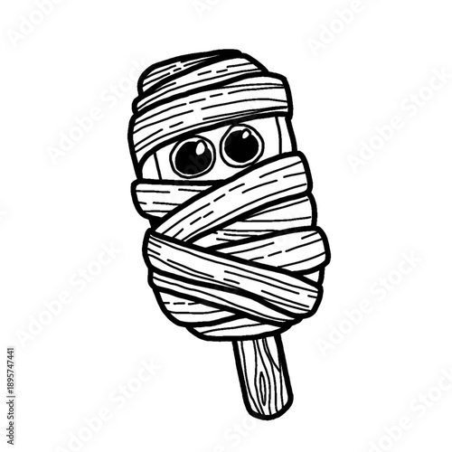 vector illustration of a mummy-shaped ice cream