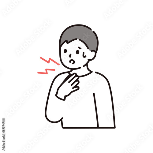 Sick man with sore throat vector illustration