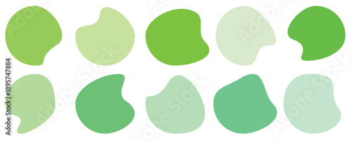 Collection of colorful organic blob, blot. Different shapes of Drop of liquid, fluid isolated. Simple rounded and smooth various shapes. Isolated on white background.