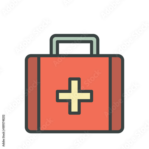 First aid kit with red cross isolated on white background