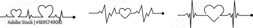 Heart Rhythm Icon set Vector Illustration For Medical Healthcare Cardiology Design With Pulse Line Symbol In Modern Style Collection Group Monitoring Iconography.