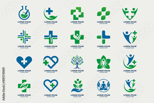 Medical Healthcare and Pharmacy Logo Template Collection Set