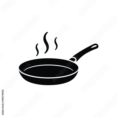 Hot frying pan with steam rising