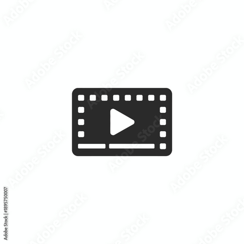 Video play icon on film strip background