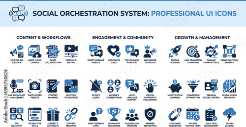 Social Media Management and Community Engagement UI Icons
