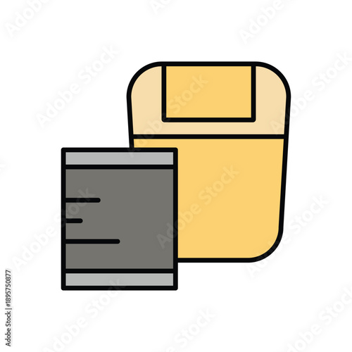 Folder icon set with office filing cabinet and organized documents in 3D style