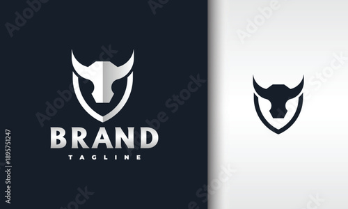 Minimalist Bull Head Shield Logo for Brand Identity