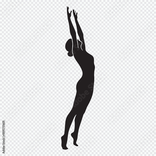 Elegant Woman Silhouette in a Graceful Pose, Dancer or Gymnast Vector Icon