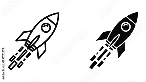 Simple black and white rocket ship illustration