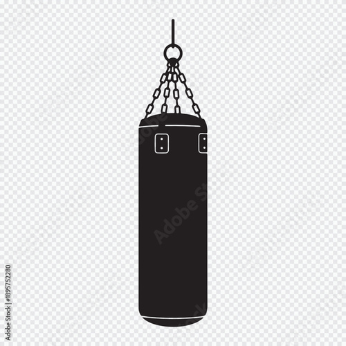 Heavy Punching Bag Vector Icon, Boxing and Gym Equipment for Fitness and Training