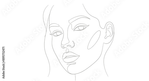 Minimalist Line Art Drawing of a Womans Face.