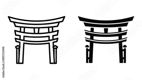 Simple torii gate illustration in black and white