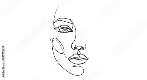 Minimalist line art drawing of a womans face.