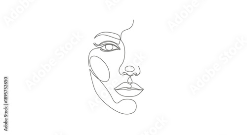 Minimalist Line Art Drawing of a Womans Face.