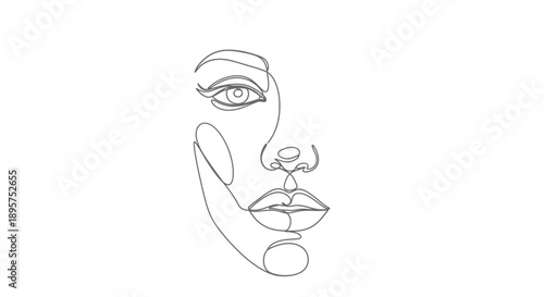 Minimalist line art drawing of a womans face.