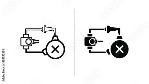 Simple line icons representing mechanical or technical concepts