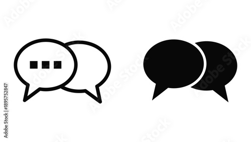Conversation and messaging icons in black and white