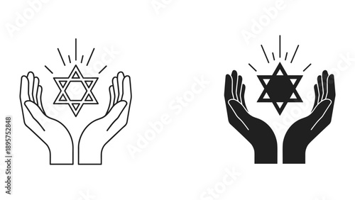 Hands holding star of david symbolizing protection and faith