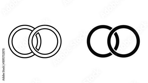 Simple line art illustration of two overlapping rings