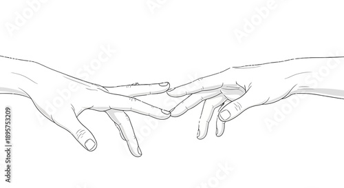 Two hands reaching towards each other in a gesture of connection and unity.