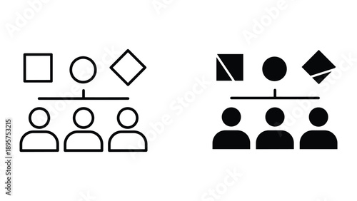 Simple organizational chart illustration with team members