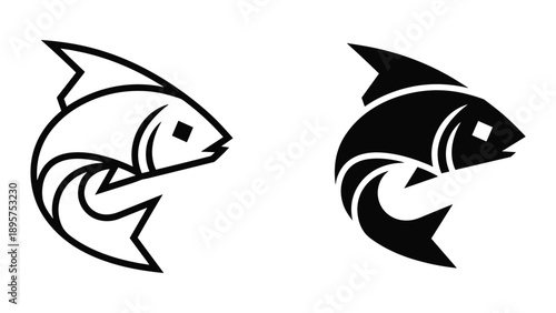 Stylized fish logo design with yin yang concept
