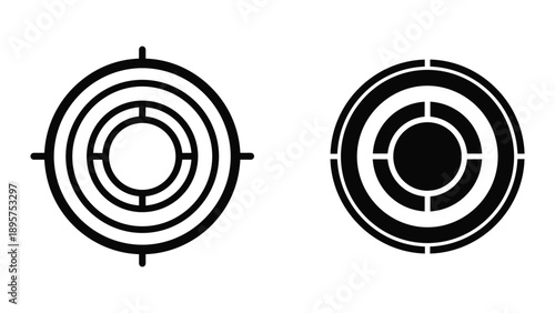 Target icon set with black and white design