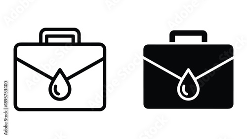 Oil industry briefcase icon in two different style